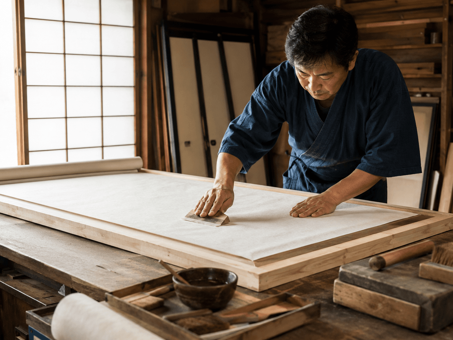 ふすまの張り替え・建て込み施工の現場