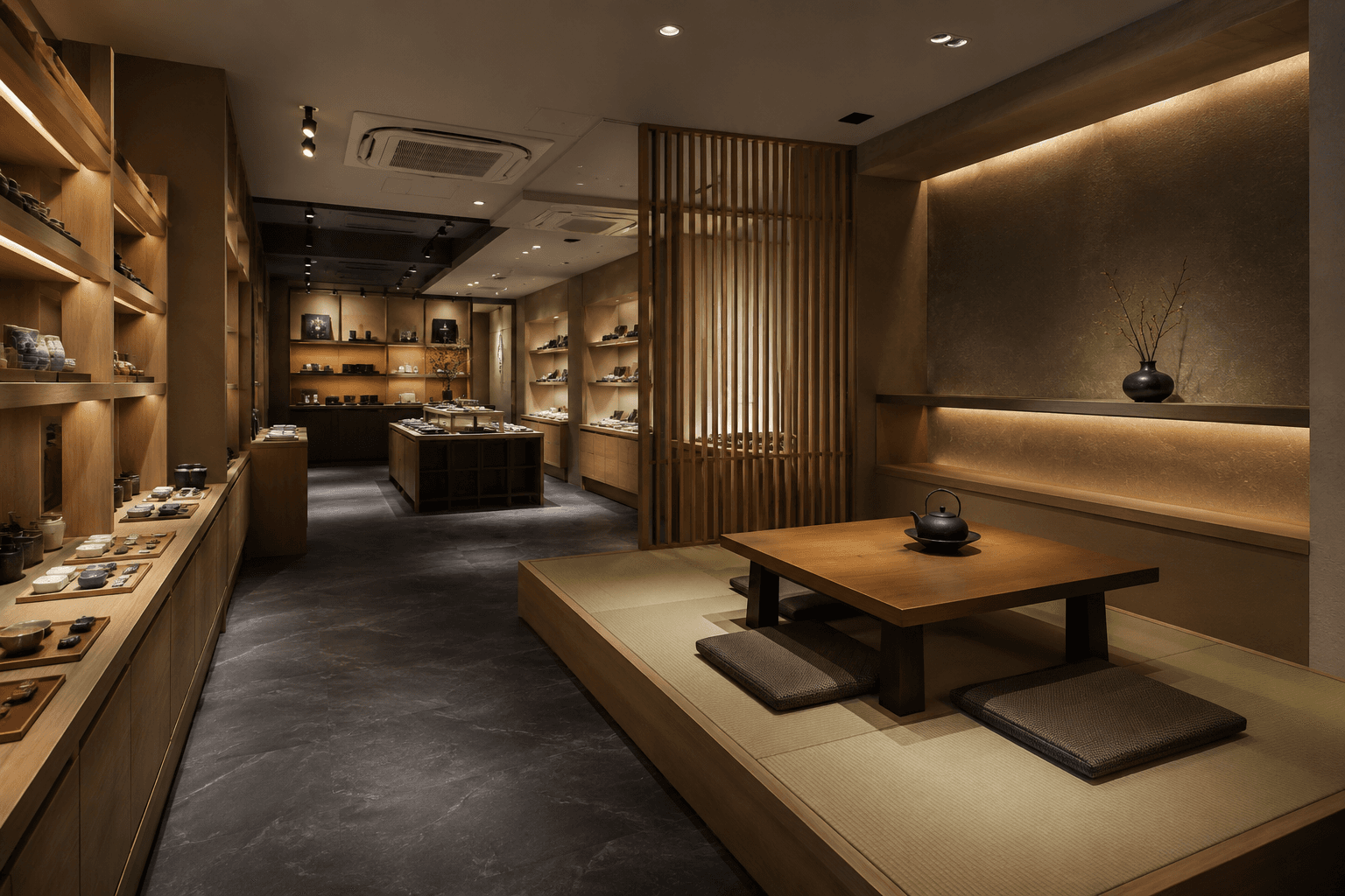 和モダンな飲食店・小売店の畳座敷インテリア